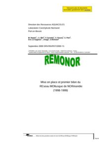 REMONOR : Suivi de croissance, mortalité et qualité des huîtres d&rsquo;élevage en Normandie. Bilan 1998 – 1999.