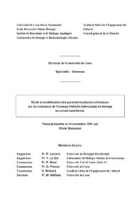 Etude et modélisation des paramètres physico-chimiques sur la croissance de l’ormeau (Haliotis tuberculata) en élevage en circuit semi-fermé.